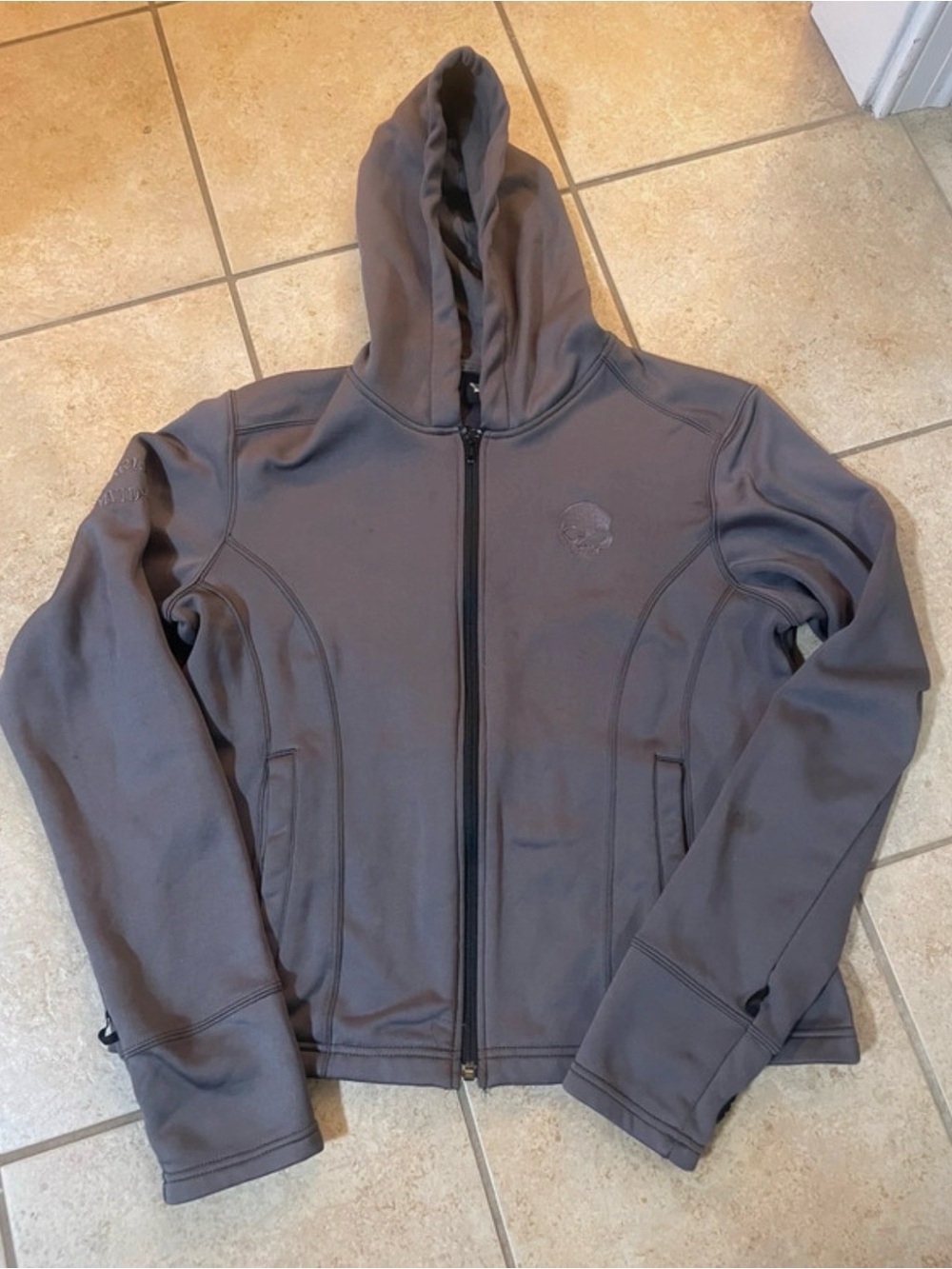 Harley-Davidson women’s  Large zip up grey fleece hoodie